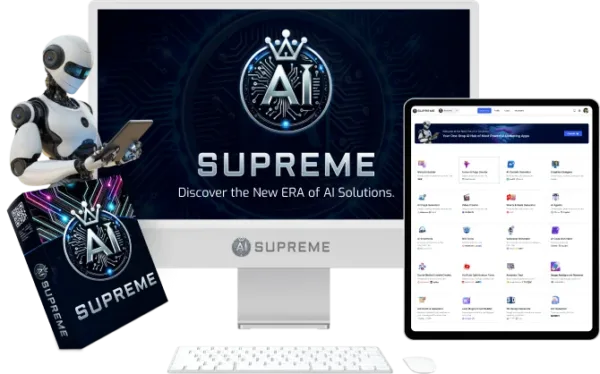 AI Supreme software on computer and tablet display.