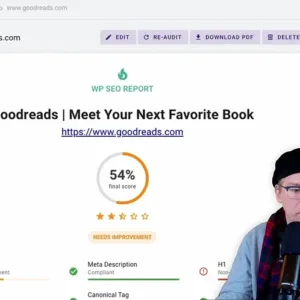 Goodreads SEO report with score and recommendations