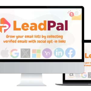 Multiple devices displaying LeadPal email marketing software.