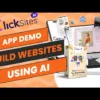 ClickSites AI app demo for website building