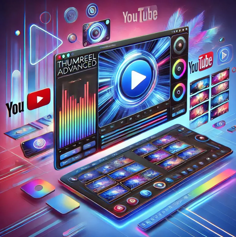 YouTube interface with vibrant graphics and tools.