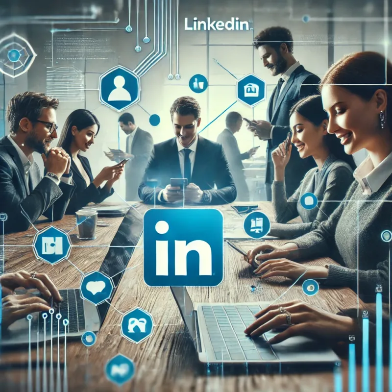 Business team networking on LinkedIn platform